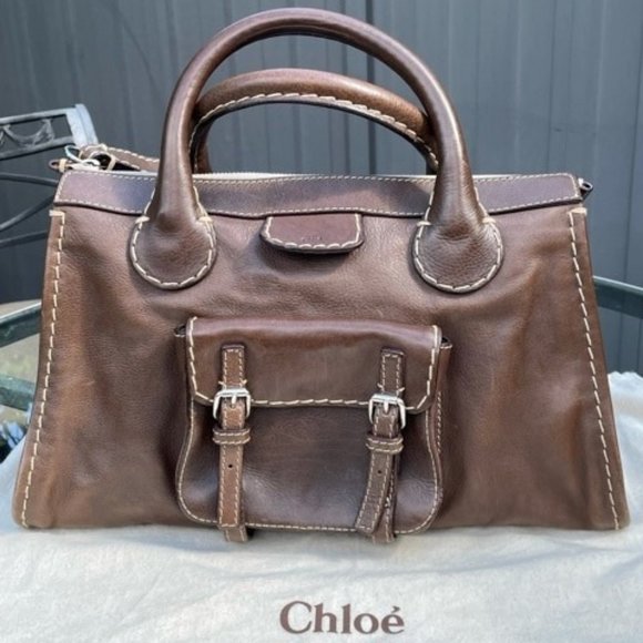 Chloe VINTAGE Edith Medium Leather Tote - Picture 1 of 6